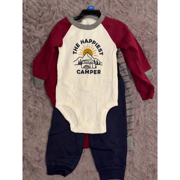 Carters Baby Boys 4-Piece Long Sleeve Bodysuit & Pants Set - The Happiest Camper - Picture 1 of 4